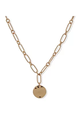 Silver Tone 17'' Wavy Texture Pendant Necklace