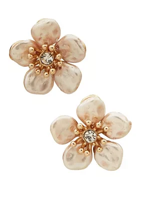 Gold Tone Flower Stud Earrings