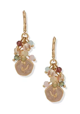 Gold Tone Multi Shaky Bead Drop Earrings