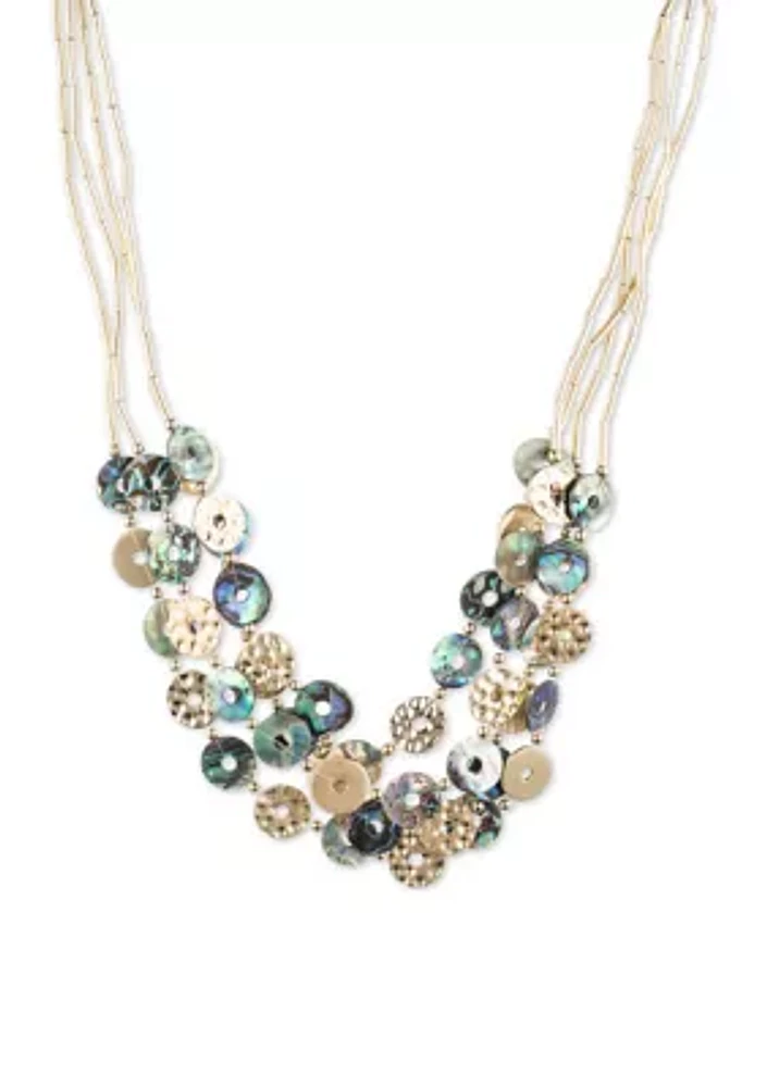16" Gold Tone Abalone Shell Frontal Necklace