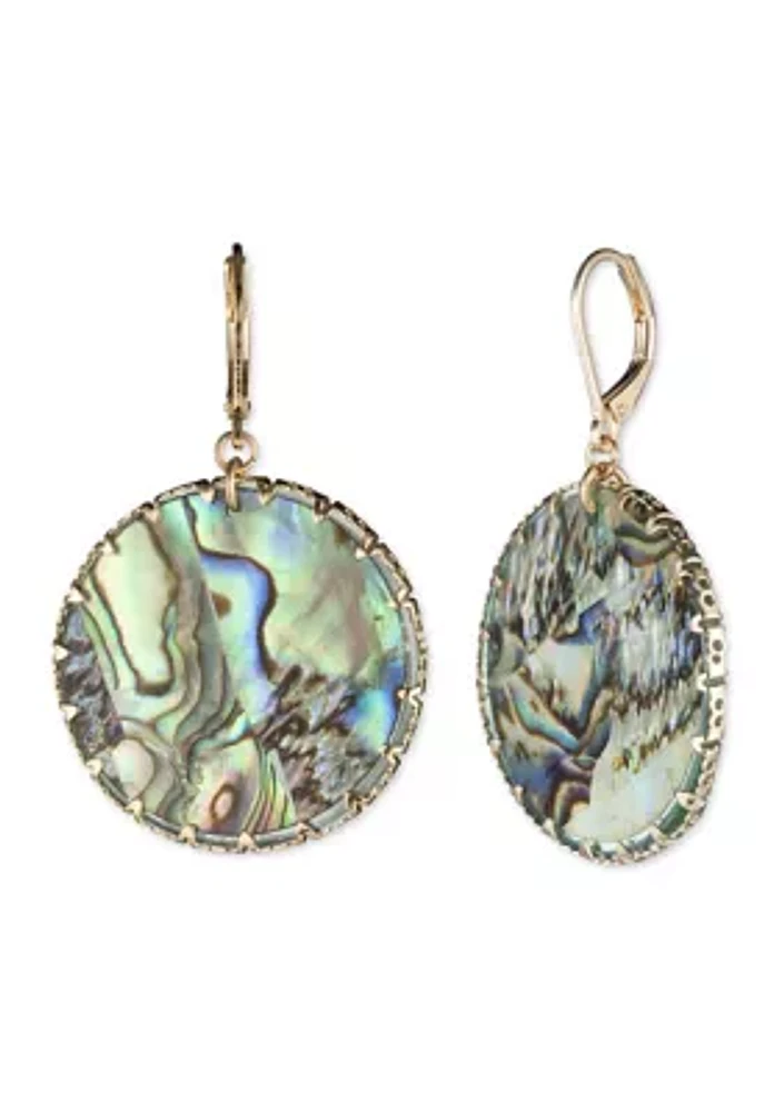 Gold Tone Disc Drop Earrings