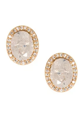 Gold Tone CZ Stud Earrings