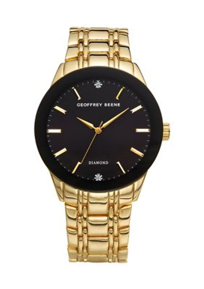 Metal Color Faced Diamond Accent Watch