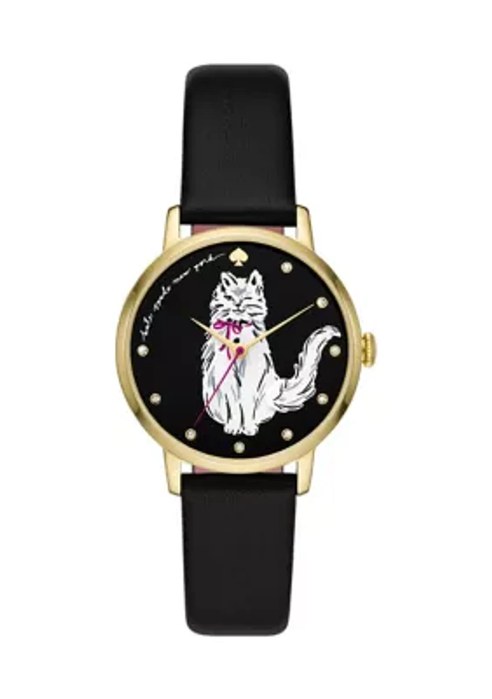 Cat Black Leather Watch