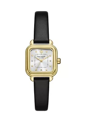 Gracie Square Black Leather Watch