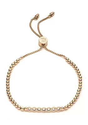 Gold Tone Crystal Bead Slider Bracelet