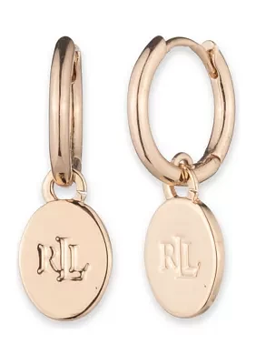 Logo 14 Millimeter Huggie Hoop Drop Earrings