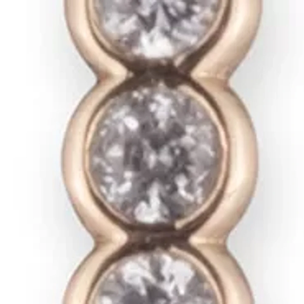 45 Millimeter Gold Tone Cubic Zirconia Bead Hoop Earrings