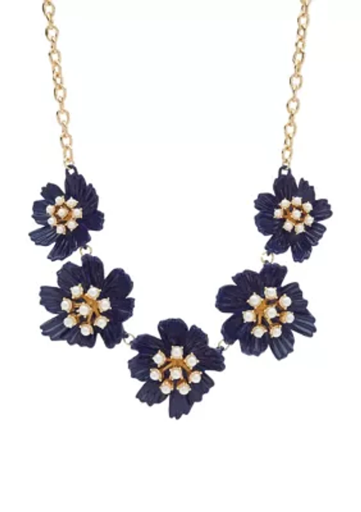Gold Tone Flower Collar Necklace