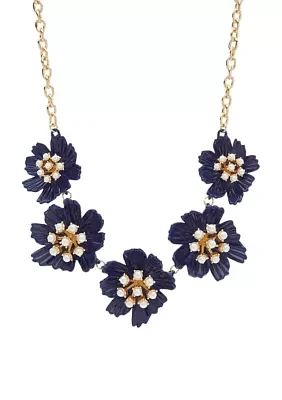 Gold Tone Flower Collar Necklace