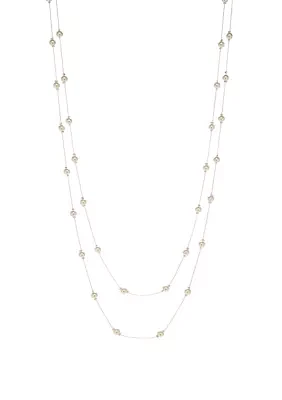 6 Millimeter White Pearl Long Chain Necklace 