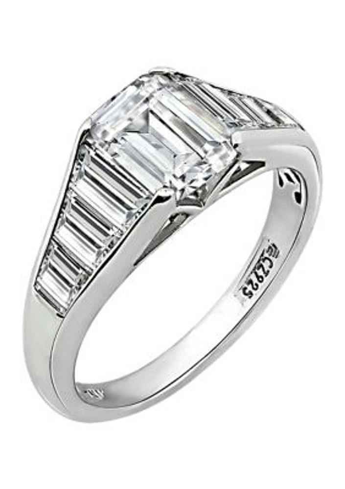 Emerald & Tapered Baguette Cubic Zirconia Ring