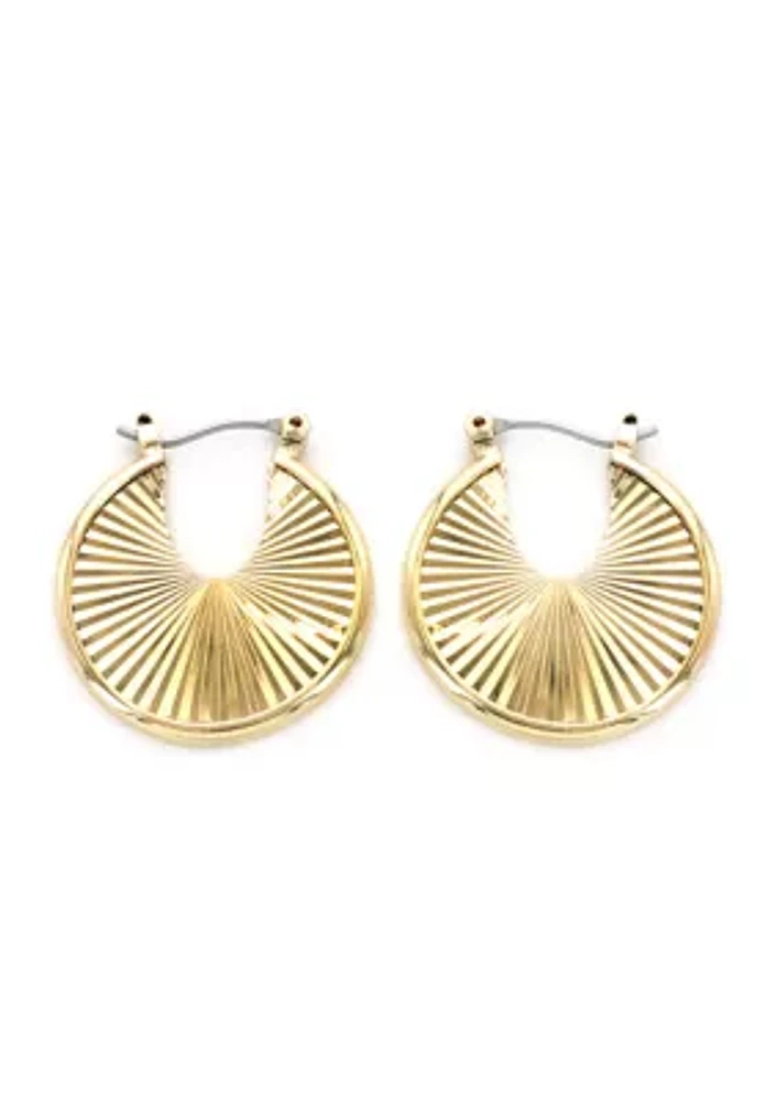 Gold Plated Textured Hoop Earrings