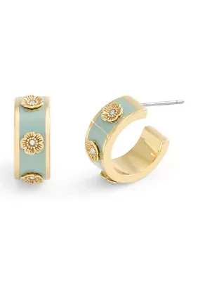 Signature Tea Rose Enamel Huggie Hoop Earrings