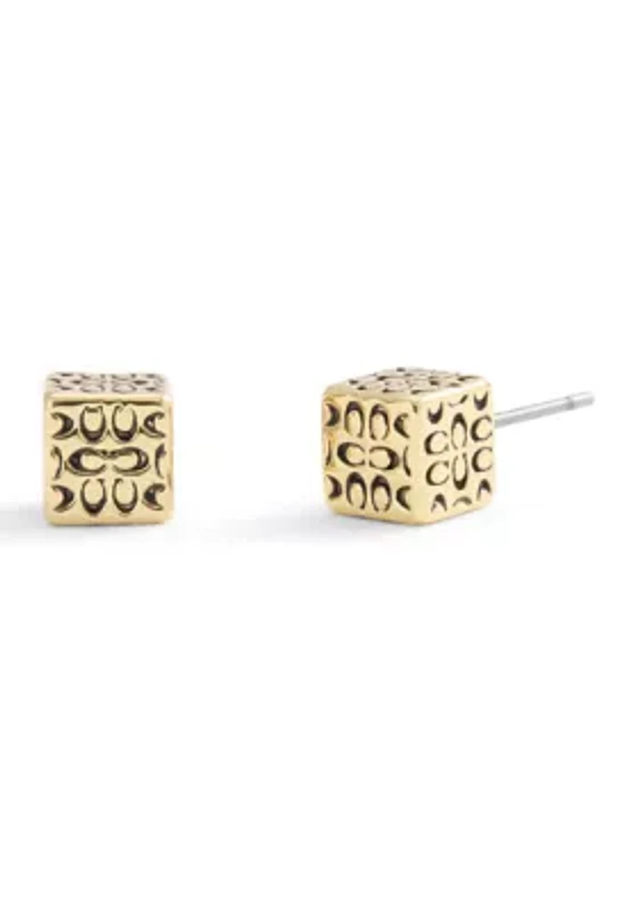 Signature Quilted Cube Stud Earrings