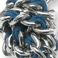 Silver Tone and Faux Suede Woven Y Necklace