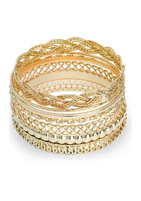 Gold Tone Bangle Bracelets - Set of 7