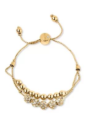 Gold Tone and Crystal Double Row Fireball Slider Bracelet