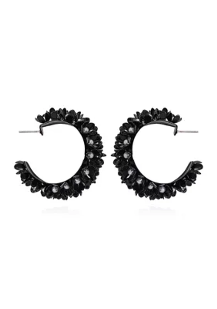 Pearl Flower Hoop Earrings