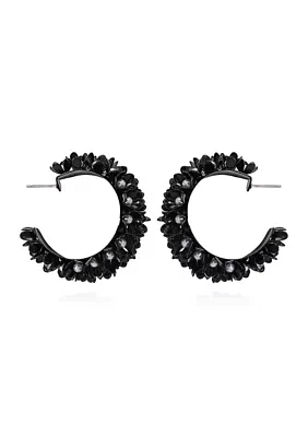 Pearl Flower Hoop Earrings