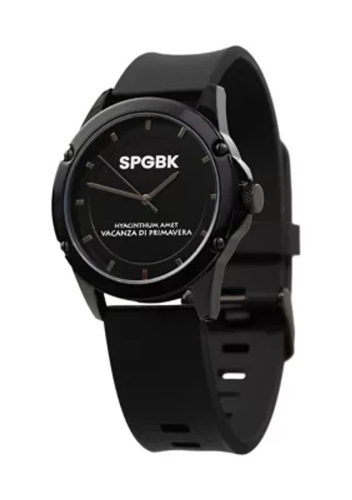 Unisex Bordeaux Black Silicone Band Watch - 44 Millimeter