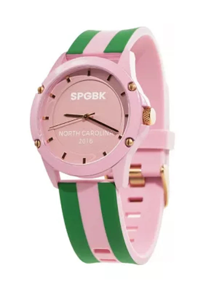 Unisex Quad Pink and Green Silicone Band Watch
