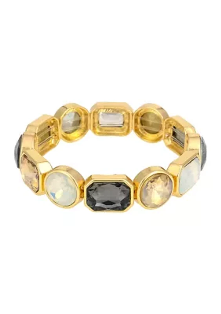 Gold Tone Multi Colored Stone Stretch Bracelet