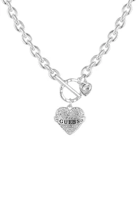 Silver-Tone Heart Toggle Necklace