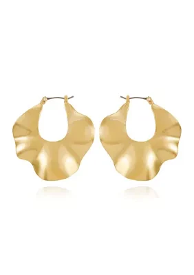 Gold Tone Contemporary Hoop Earrings