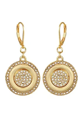 Gold-Tone Crystal Circle Earrings