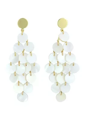 Gold-Tone White Cascade Shell Kite Earrings