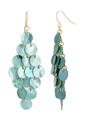Gold-Tone Aqua Cascade Shell Kite Earrings
