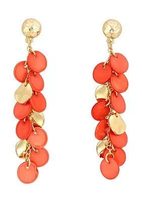 Gold-Tone Coral Shell Shaky Linear Drop Earrings 