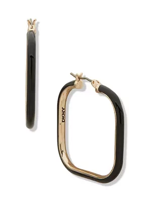Gold Tone 35 Millimeter Square Enamel Hoop Earrings