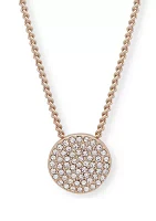 Silver Tone 16" Crystal Pavé Disc Pendant Necklace