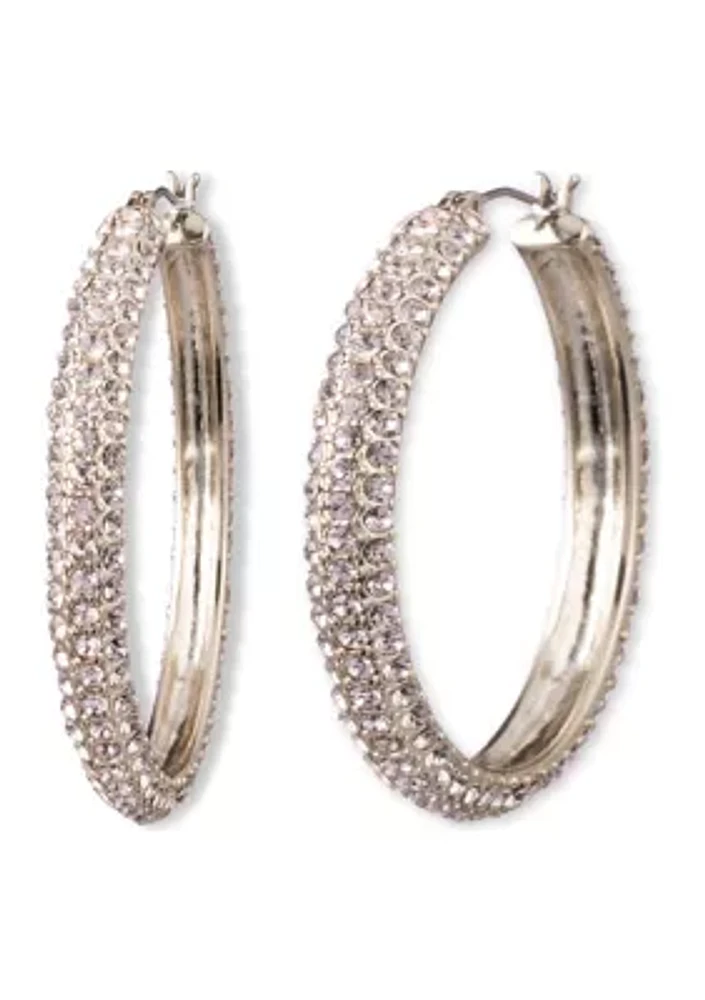 40 Millimeter Crystal Micropave Hoop Earrings