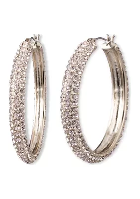 40 Millimeter Crystal Micropave Hoop Earrings