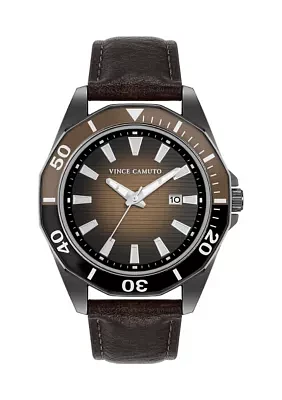 Quartz Essential Dark Brown Leather Band Watch