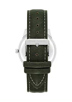 Quartz Contemporary Smooth Green Leather Band Watch