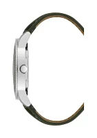 Quartz Contemporary Smooth Green Leather Band Watch