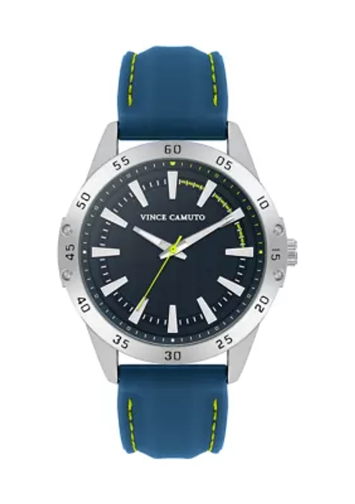 Quartz Silicone and Silver-Tone Metal Alloy Watch