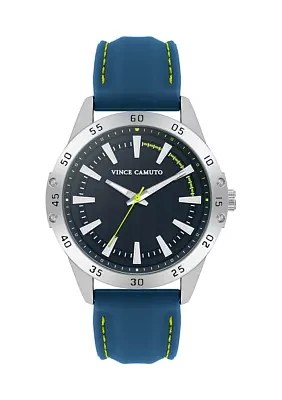 Quartz Silicone and Silver-Tone Metal Alloy Watch