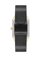 Quartz Silver Tone Stainless Steel Mesh and Rose Gold Metal Alloy Crystal Accented Watch