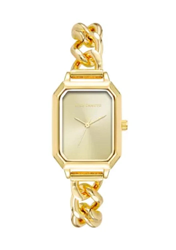 Gold Metal Chain Watch with Champagne Dial