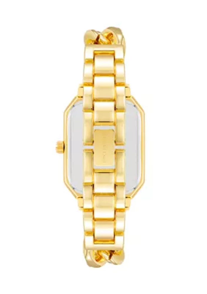 Gold Metal Chain Watch with Champagne Dial