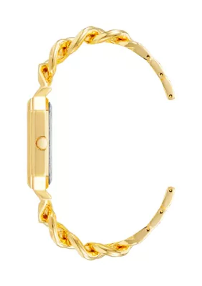 Gold Metal Chain Watch with Champagne Dial