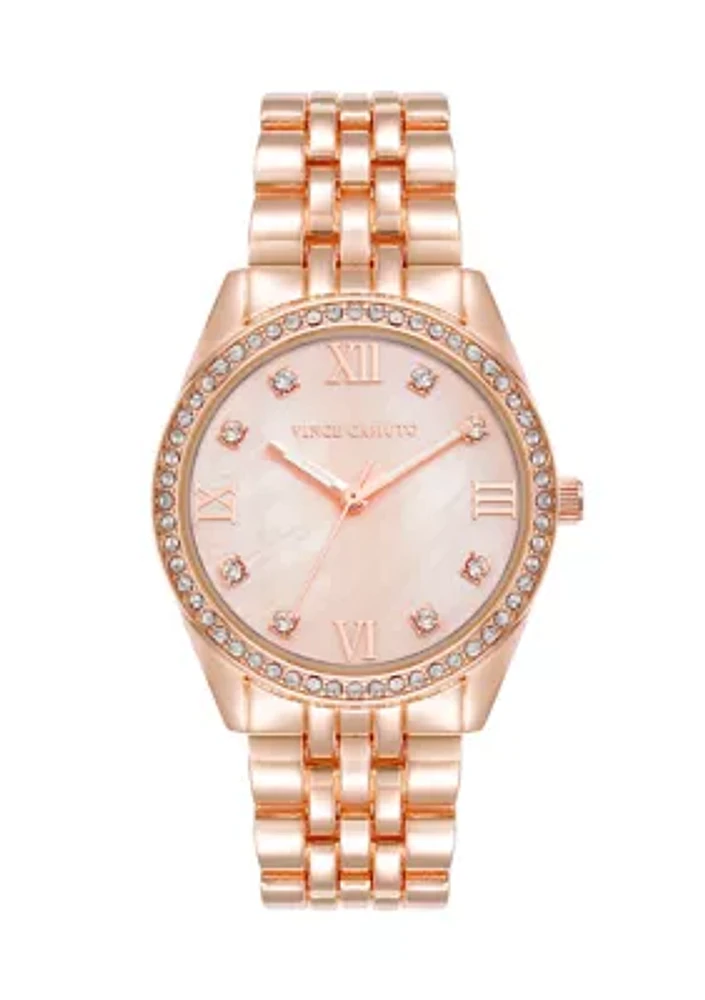 Metal Link Crystal Bezel Watch