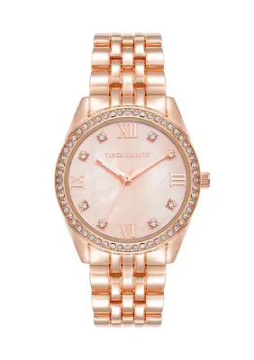 Metal Link Crystal Bezel Watch