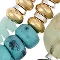 Two Tone 18'' + 3'' Extender Short Triple Row Multi Beaded Frontal Necklace