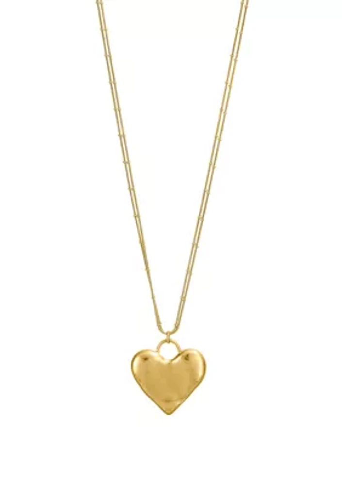 Long Organic Heart Pendant Necklace